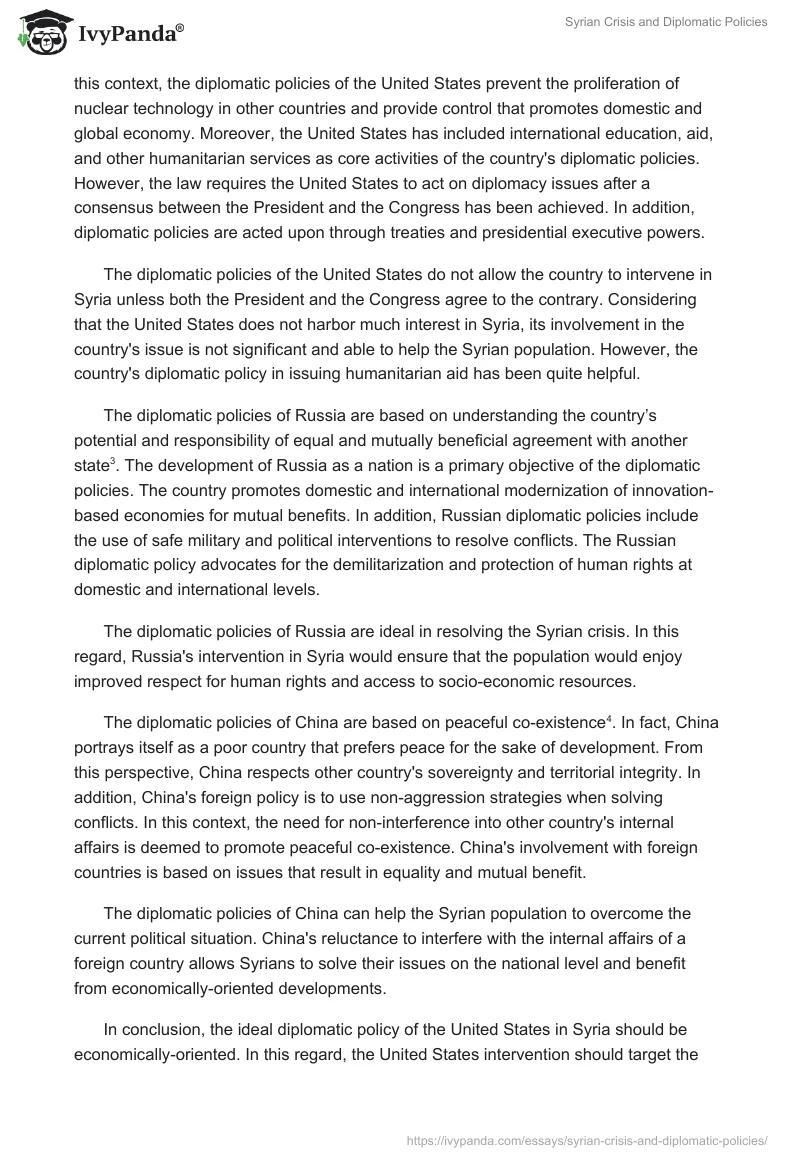 Syrian Crisis and Diplomatic Policies. Page 2