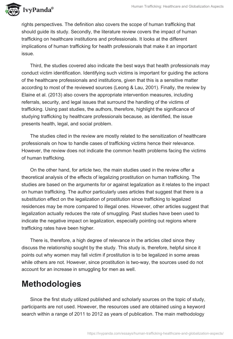 Human Trafficking: Healthcare and Globalization Aspects. Page 2