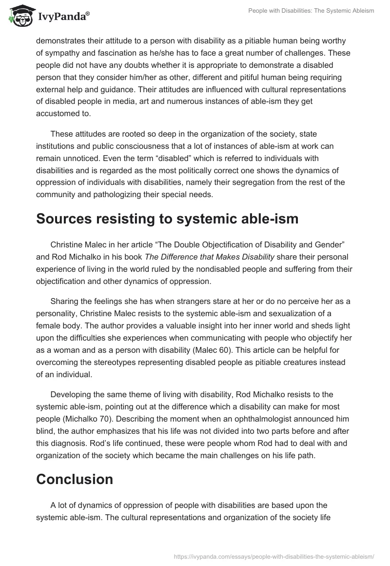 People with Disabilities: The Systemic Ableism. Page 4
