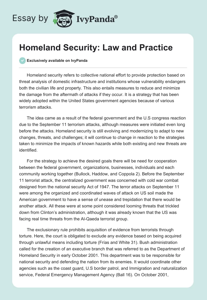 Homeland Security: Law and Practice. Page 1
