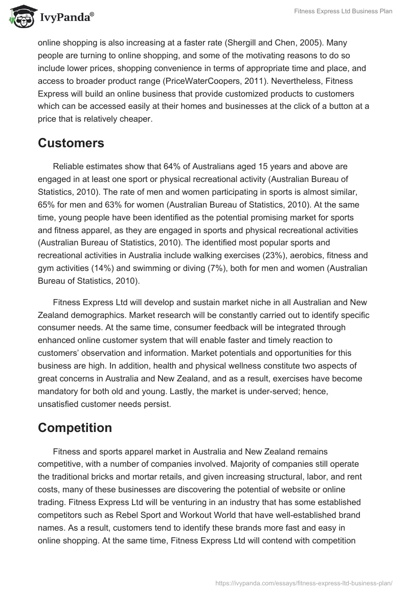 Fitness Express Ltd Business Plan. Page 3