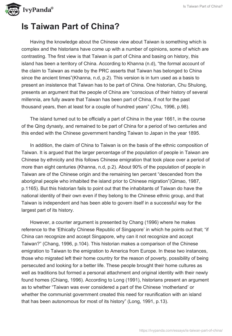 Is Taiwan Part of China?. Page 2