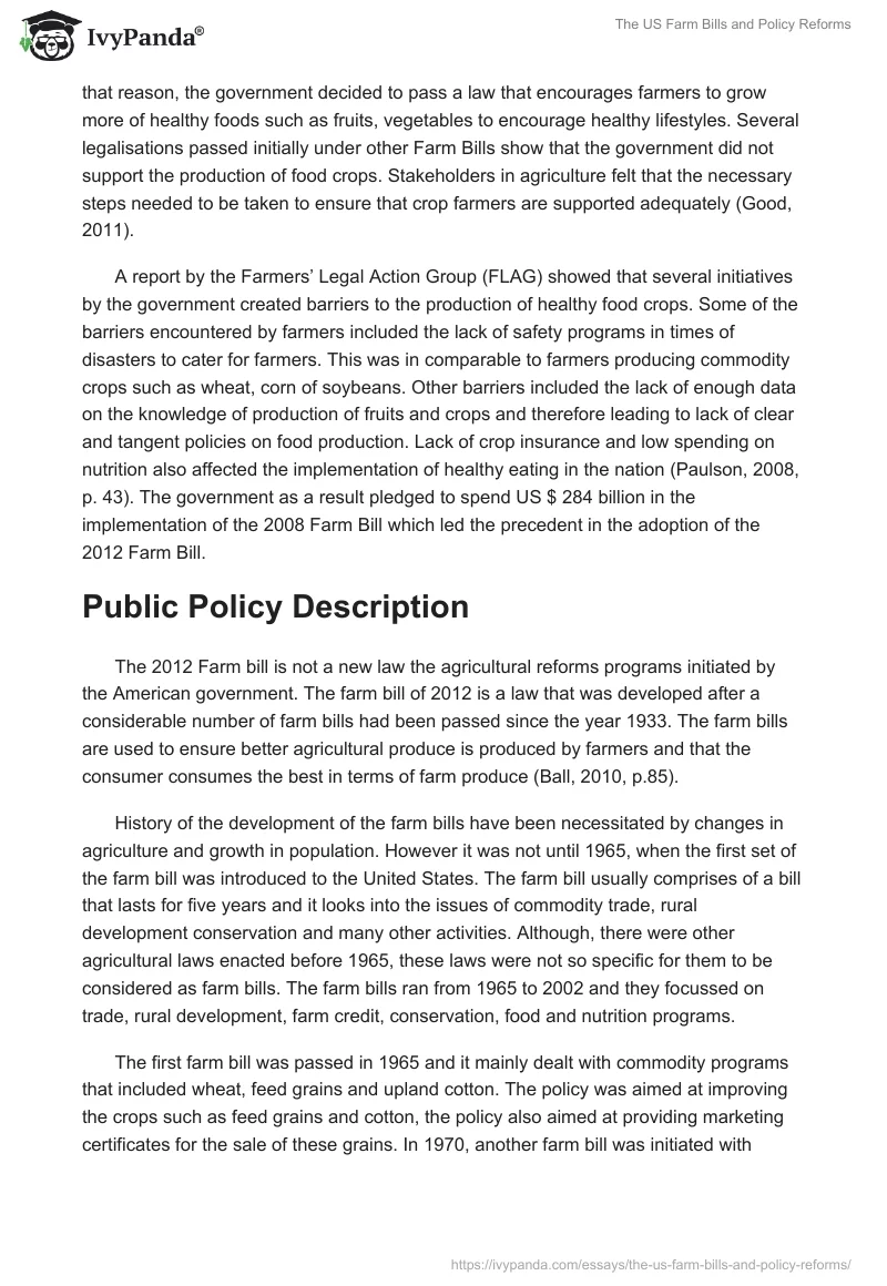 The US Farm Bills and Policy Reforms. Page 2