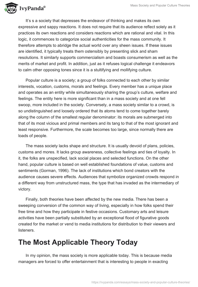 Mass Society and Popular Culture Theories. Page 3