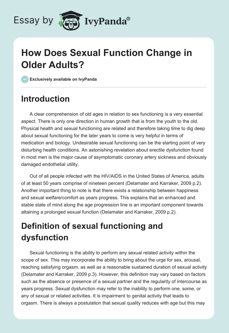 How Does Sexual Function Change in Older Adults?. Page 1