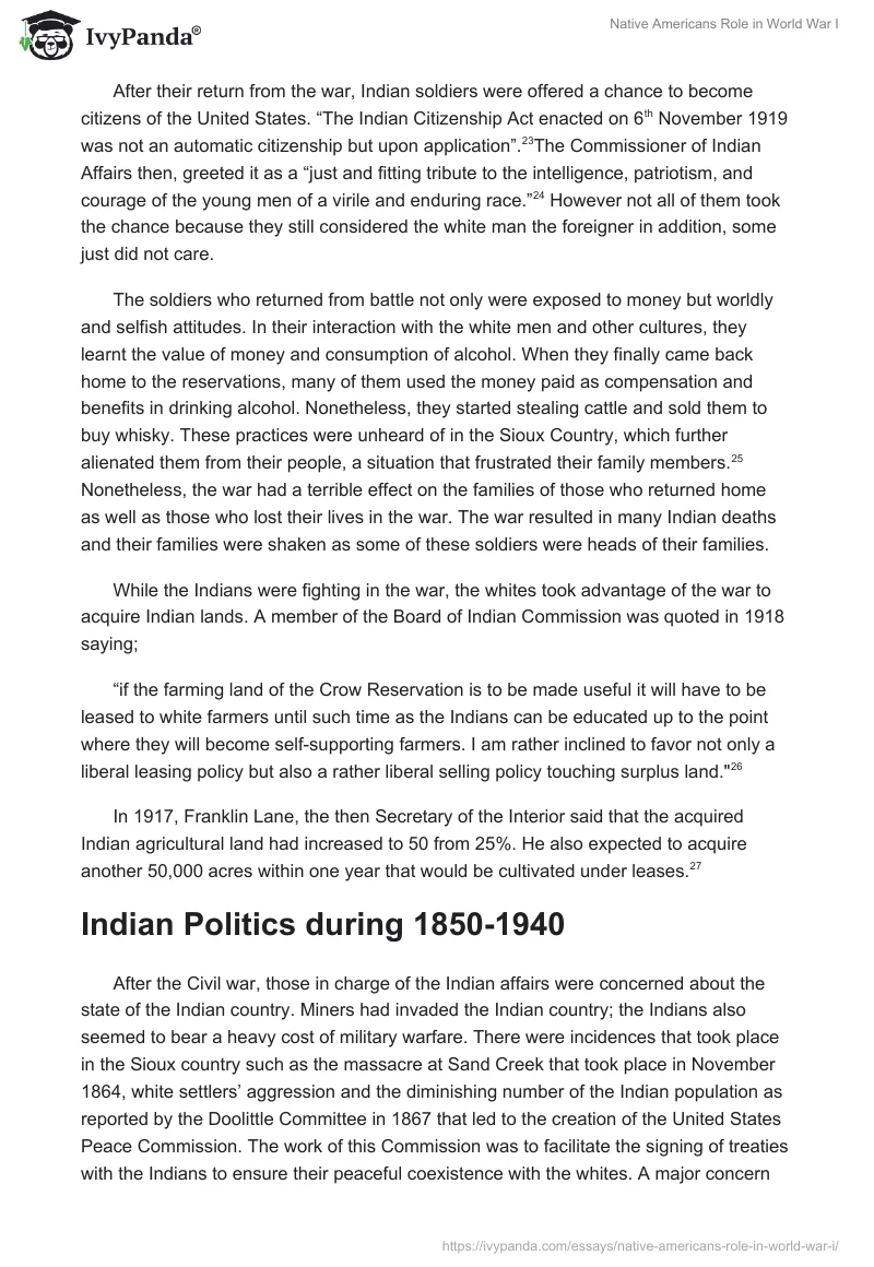 Native Americans Role in World War I. Page 4