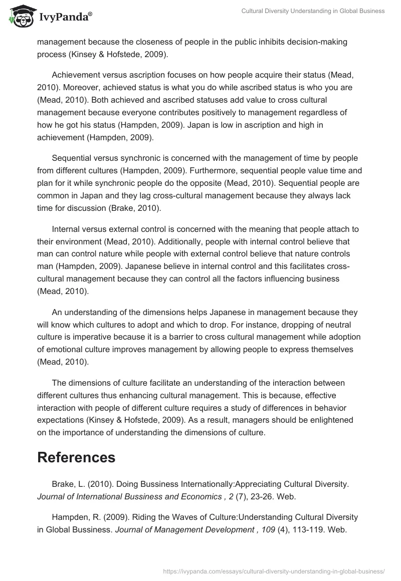 Cultural Diversity Understanding in Global Business. Page 2