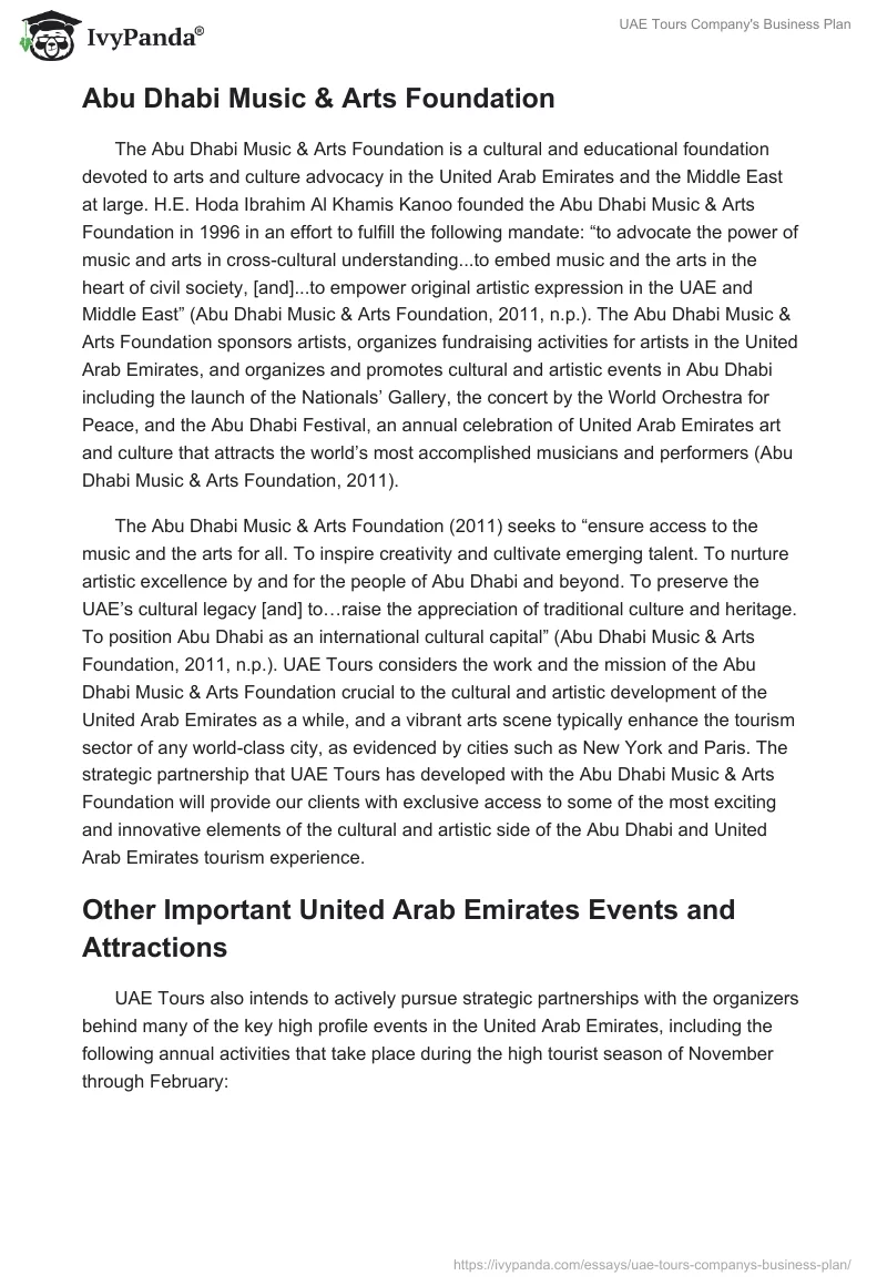 UAE Tours Company's Business Plan. Page 5