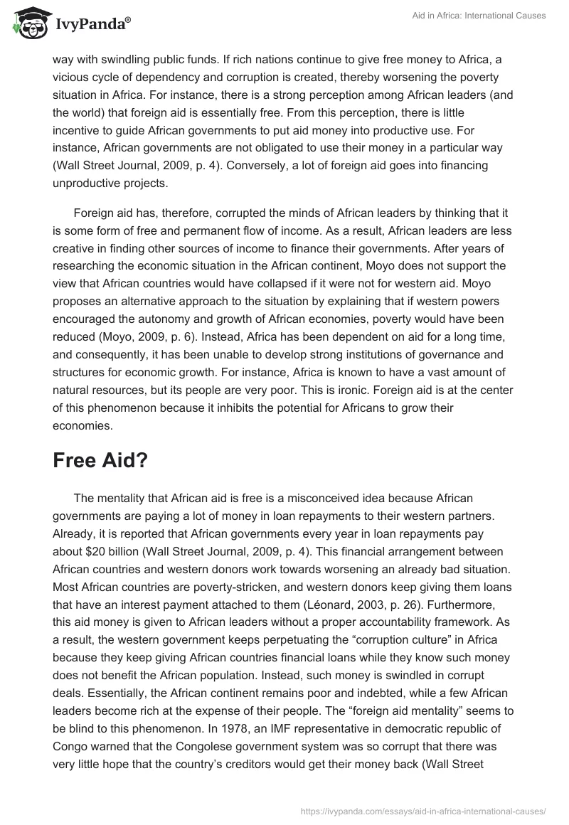 Aid in Africa: International Causes. Page 3
