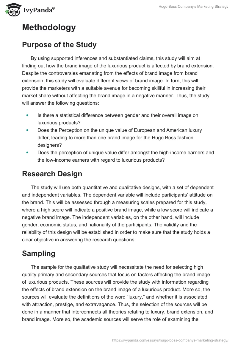 Hugo Boss Company's Marketing Strategy. Page 3