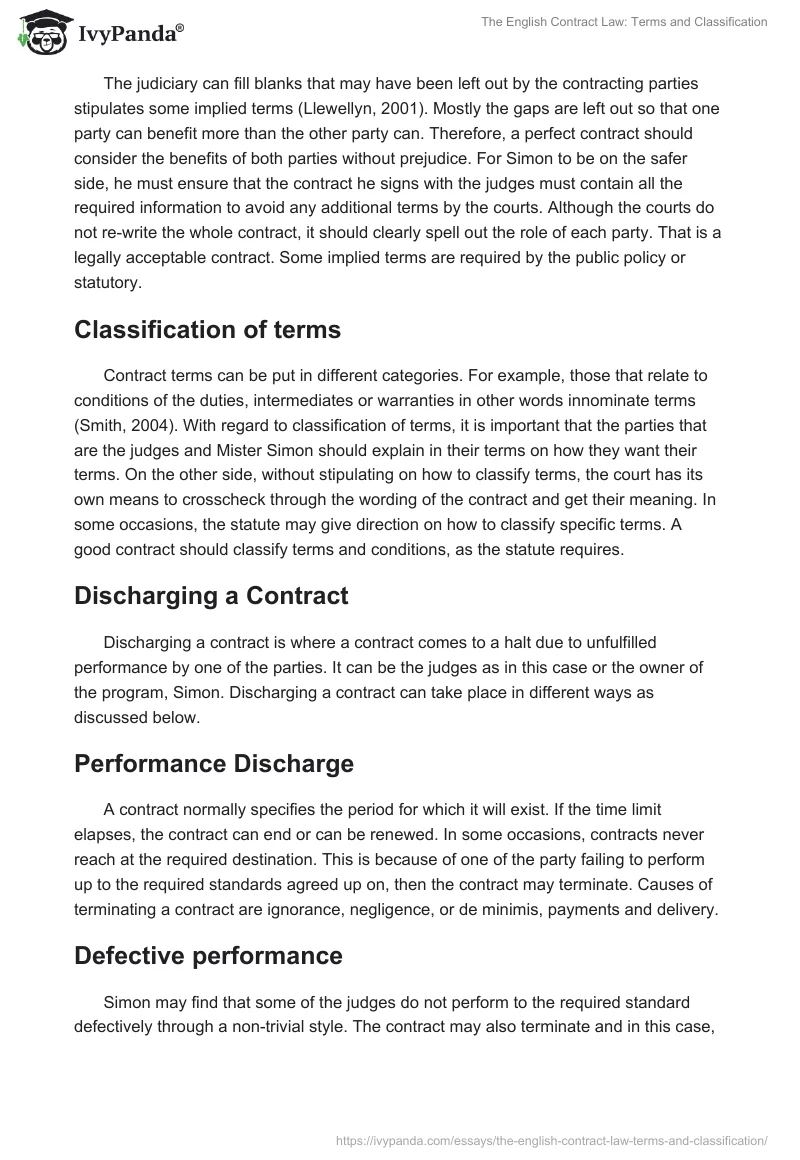 The English Contract Law: Terms and Classification. Page 3