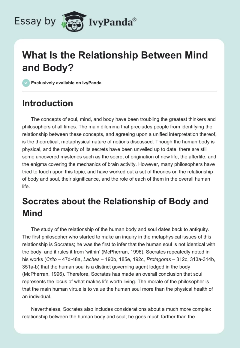 What Is the Relationship Between Mind and Body?. Page 1