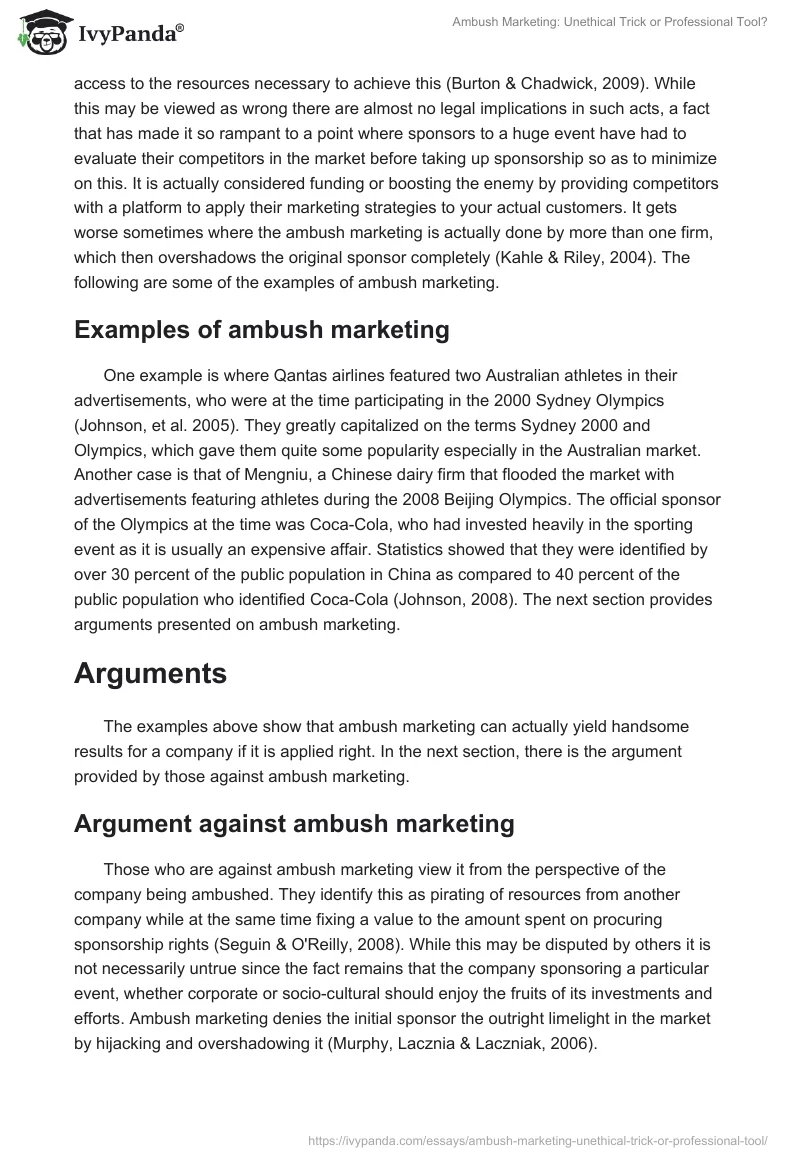 Ambush Marketing: Unethical Trick or Professional Tool?. Page 2