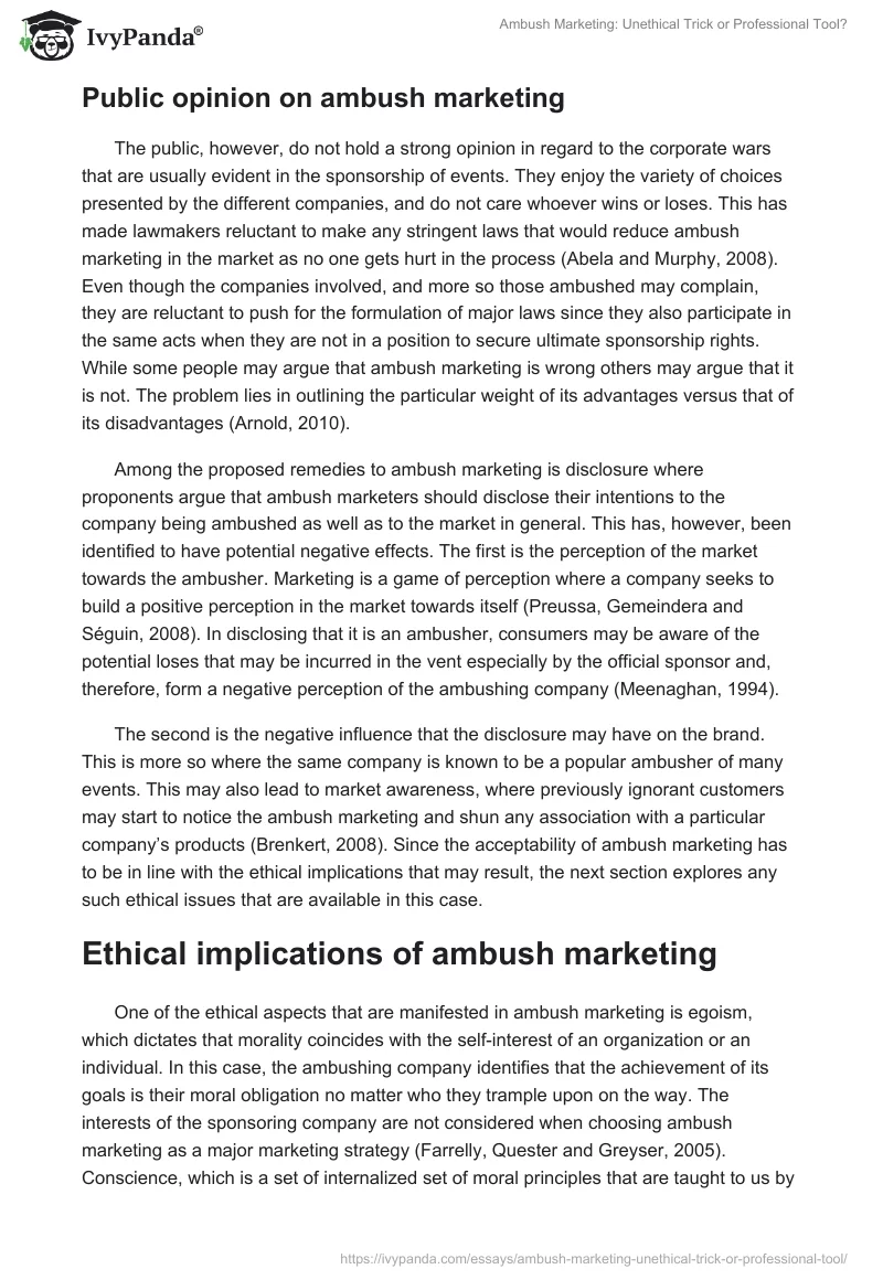 Ambush Marketing: Unethical Trick or Professional Tool?. Page 4