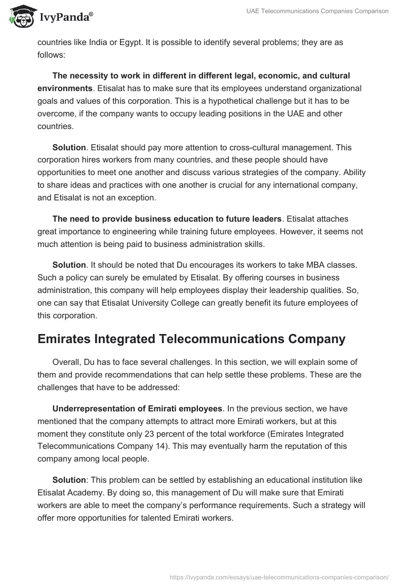 UAE Telecommunications Companies Comparison. Page 4