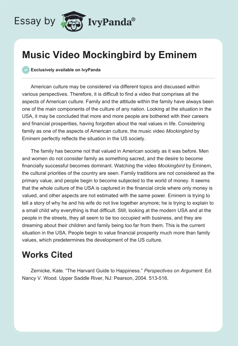 Music Video "Mockingbird" by Eminem. Page 1