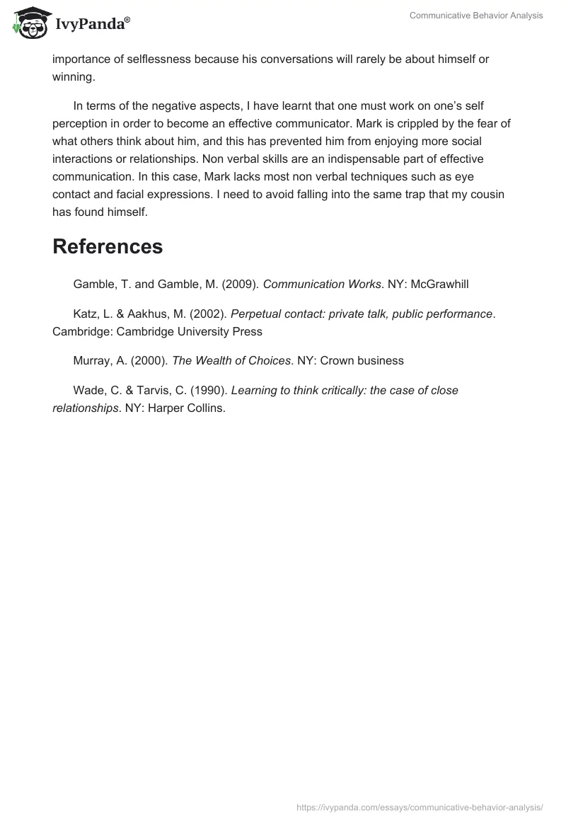 Communicative Behavior Analysis. Page 4
