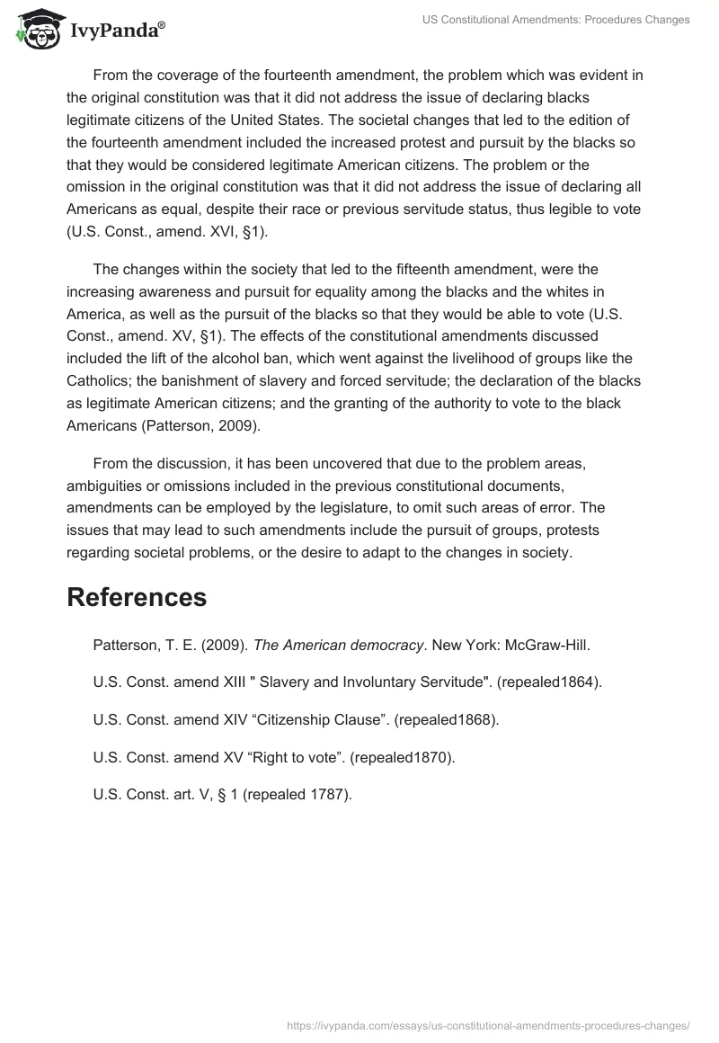 US Constitutional Amendments: Procedures Changes. Page 4