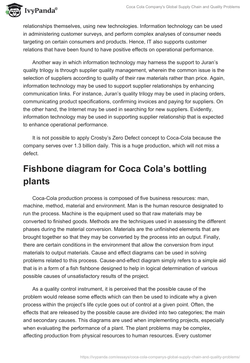 Coca Cola Company's Global Supply Chain and Quality Problems. Page 3