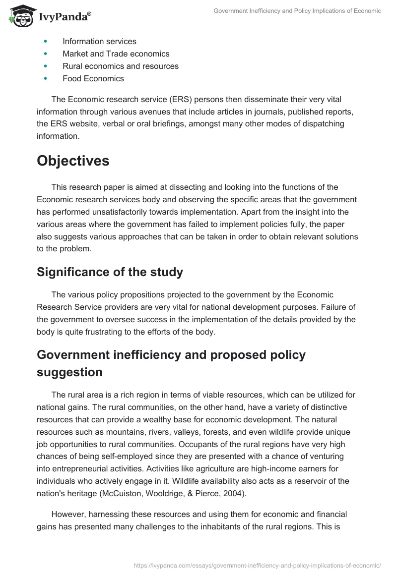 Government Inefficiency and Policy Implications of Economic. Page 2