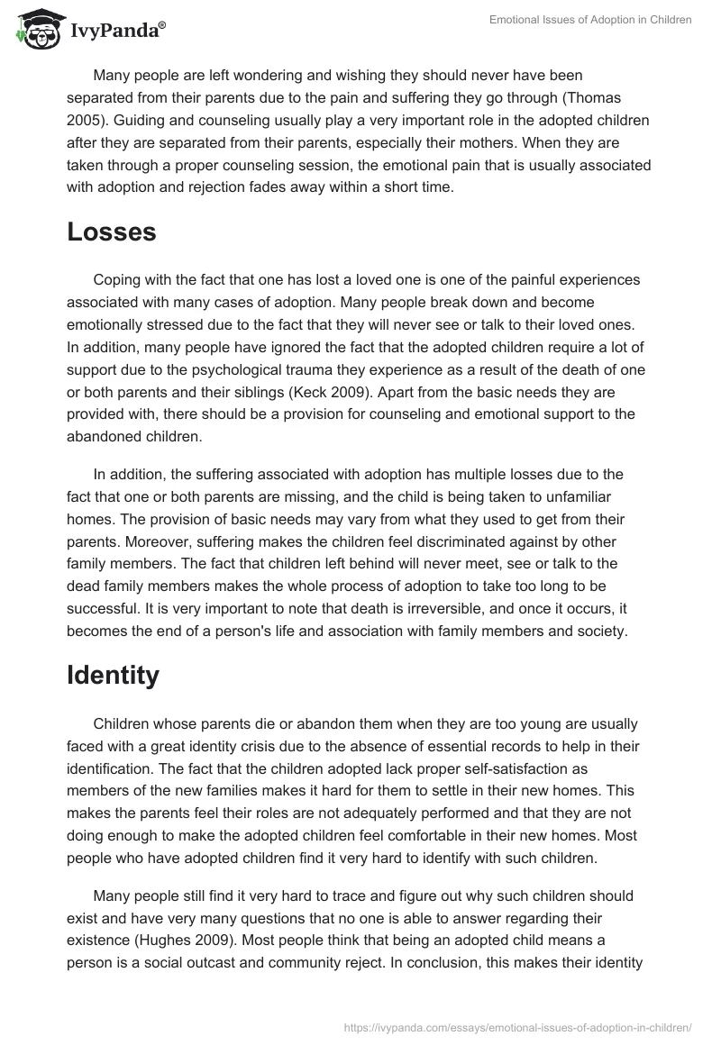 Emotional Issues of Adoption in Children. Page 2