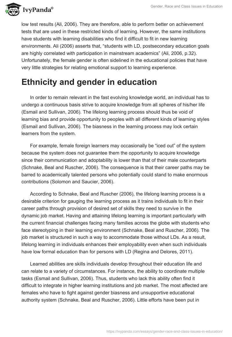 Gender, Race and Class Issues in Education. Page 2