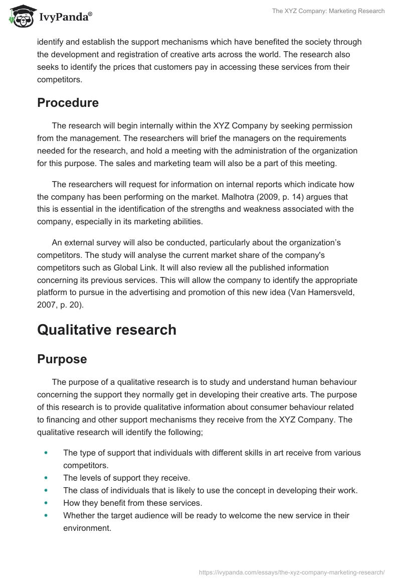 The XYZ Company: Marketing Research. Page 2