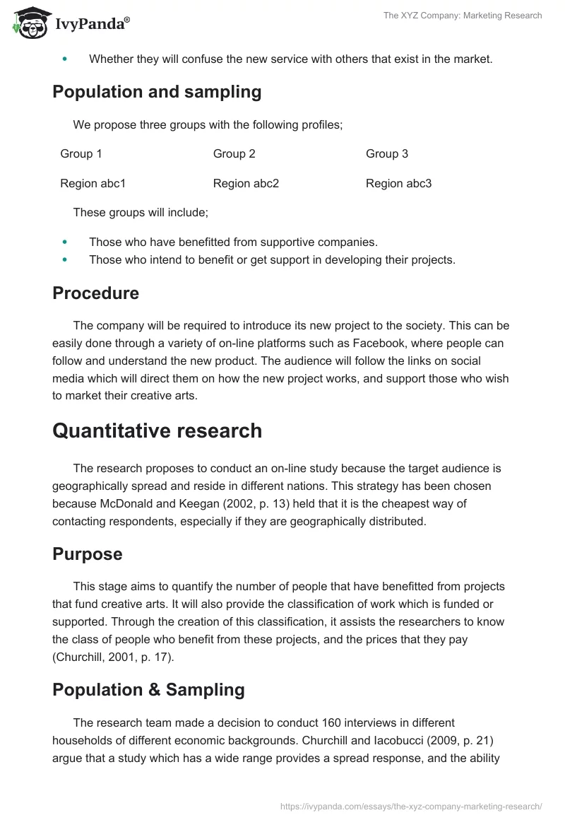 The XYZ Company: Marketing Research. Page 3