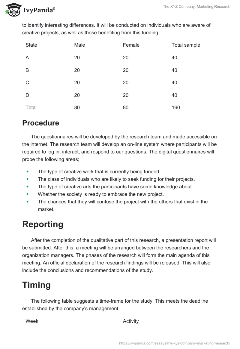 The XYZ Company: Marketing Research. Page 4