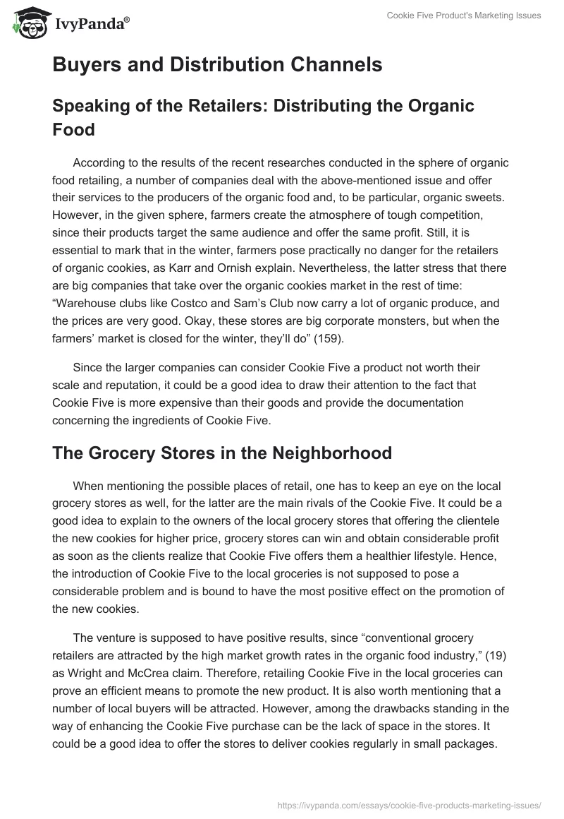 Cookie Five Product's Marketing Issues. Page 3