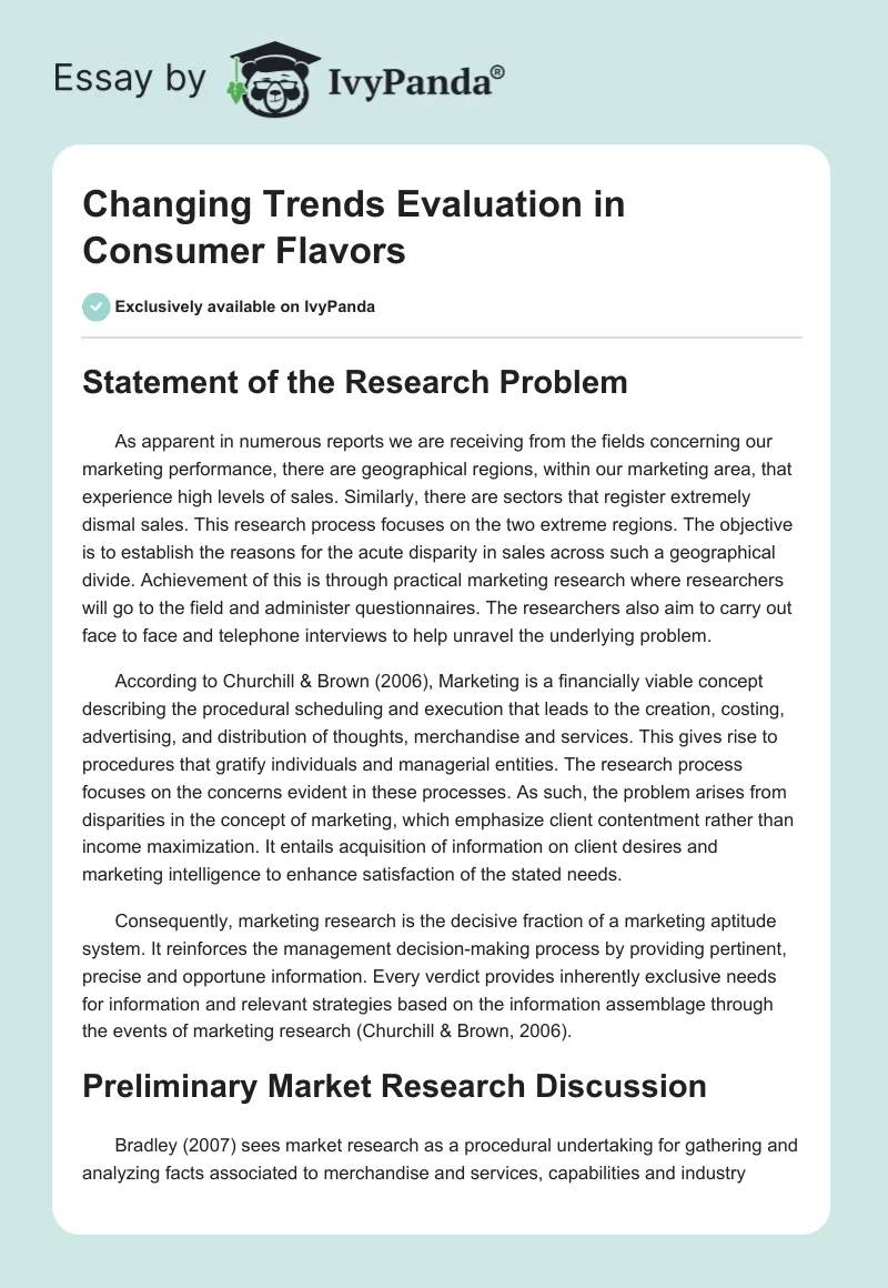 Changing Trends Evaluation in Consumer Flavors. Page 1