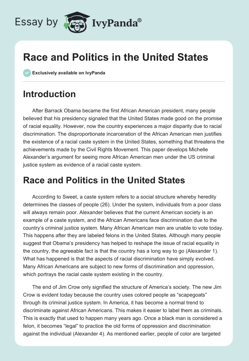 Race and Politics in the United States. Page 1