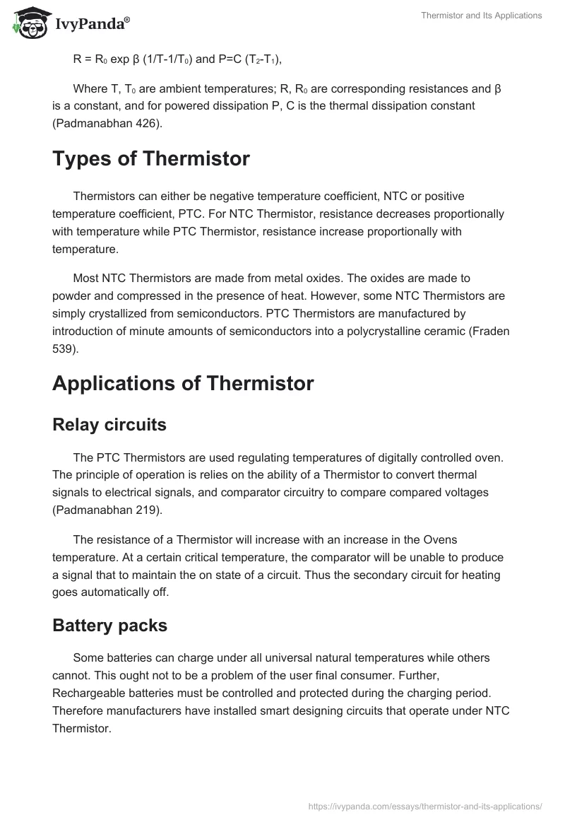 Thermistor and Its Applications. Page 2