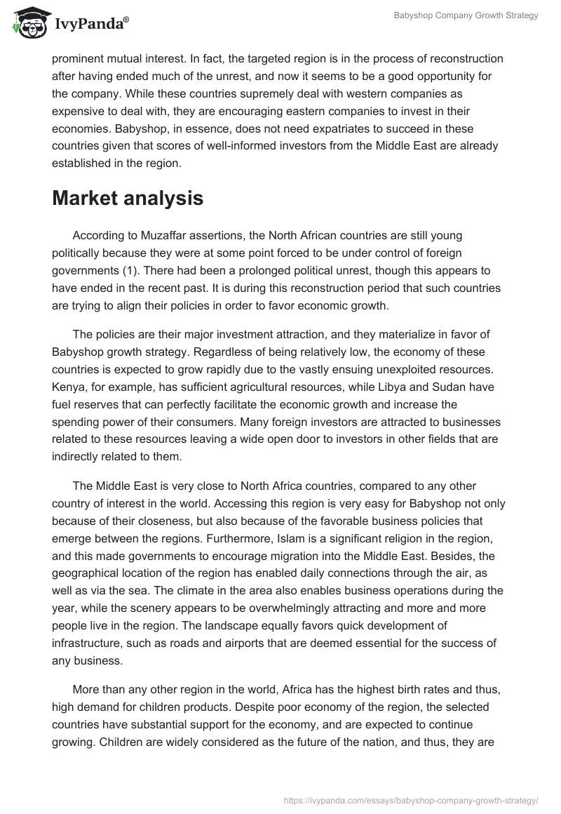 Babyshop Company Growth Strategy. Page 2