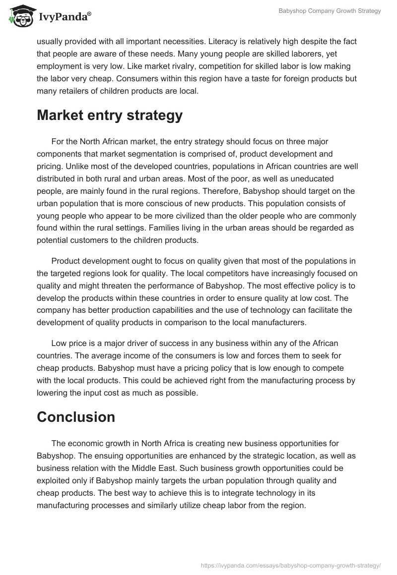 Babyshop Company Growth Strategy. Page 3