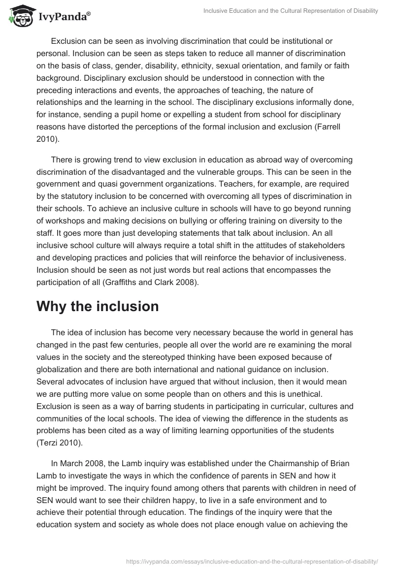 Inclusive Education and the Cultural Representation of Disability. Page 3