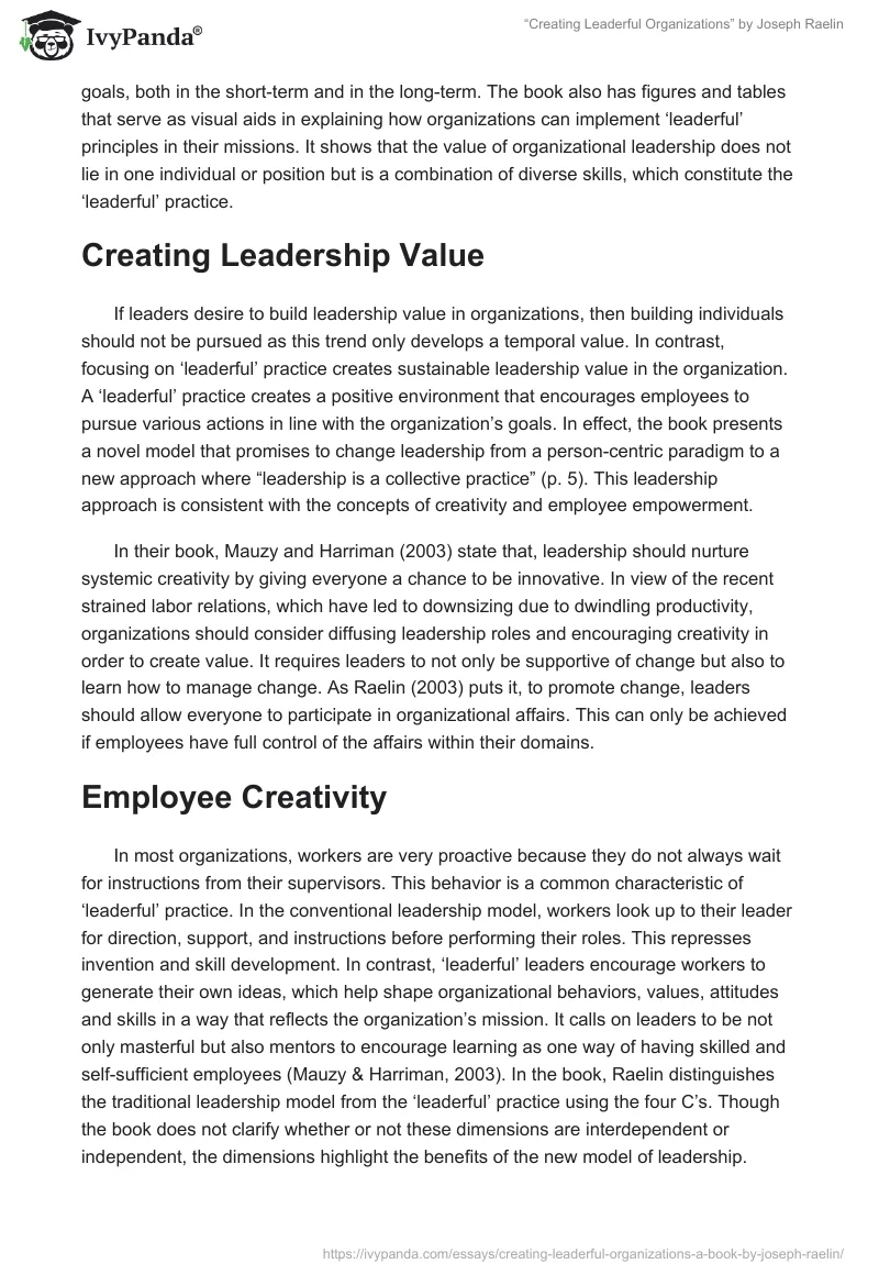 “Creating Leaderful Organizations” by Joseph Raelin. Page 4