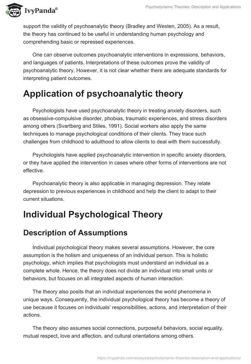 Psychodynamic Theories: Description and Applications. Page 2