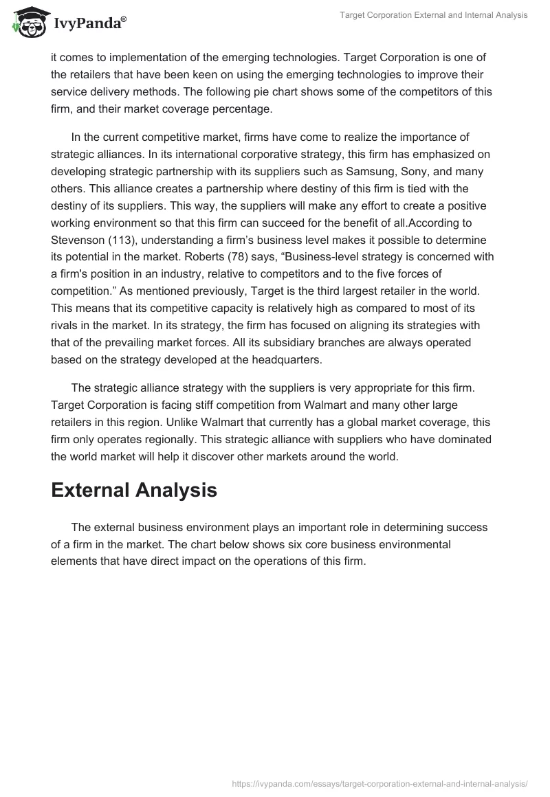 Target Corporation External and Internal Analysis. Page 2