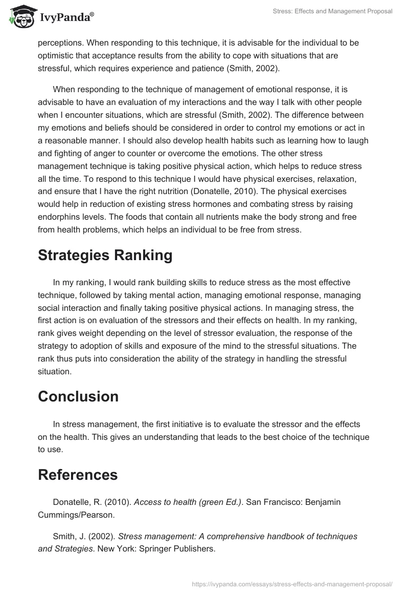 Stress: Effects and Management Proposal. Page 3