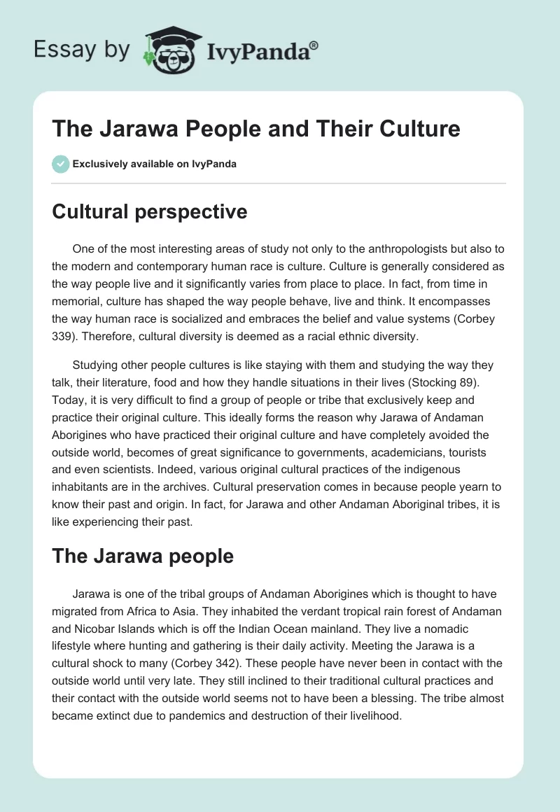 The Jarawa People and Their Culture. Page 1