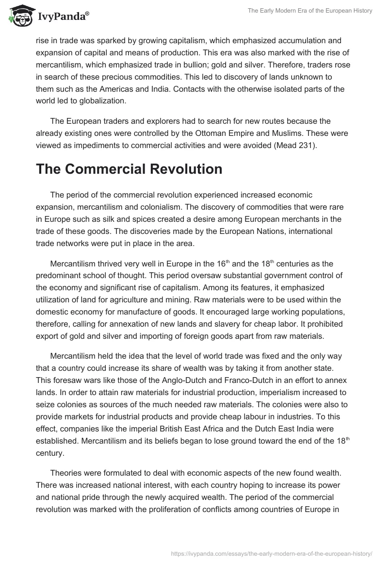 The Early Modern Era of the European History. Page 5