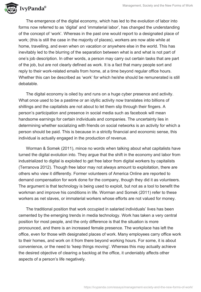 Management, Society and the New Forms of Work. Page 2