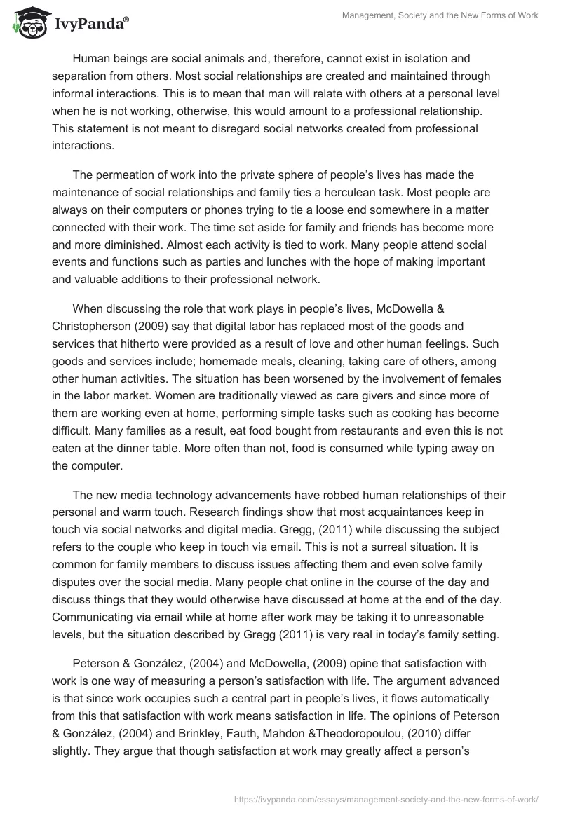 Management, Society and the New Forms of Work. Page 3