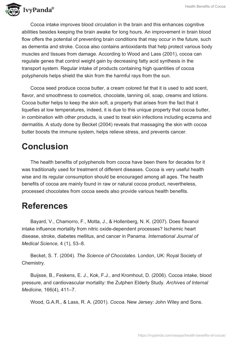 Health Benefits of Cocoa. Page 2