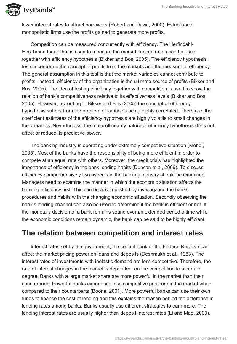 The Banking Industry and Interest Rates. Page 5