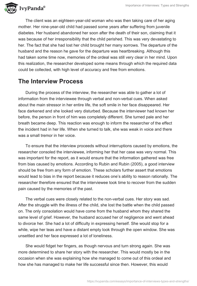 Importance of Interviews: Types and Strengths. Page 2