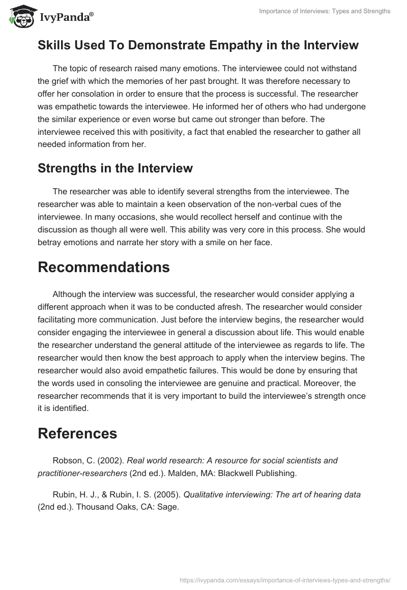 Importance of Interviews: Types and Strengths. Page 4