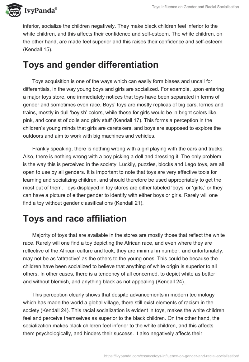 Toys Influence on Gender and Racial Socialisation. Page 2