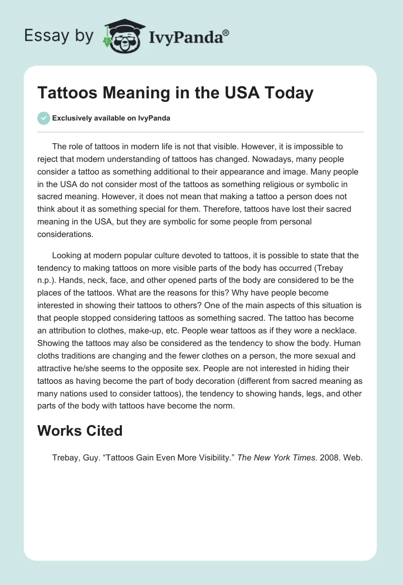 Tattoos Meaning in the USA Today. Page 1